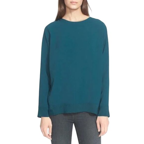 Vince Pullover Teal Inverted Pleat Relax Fit - Picture 11 of 11